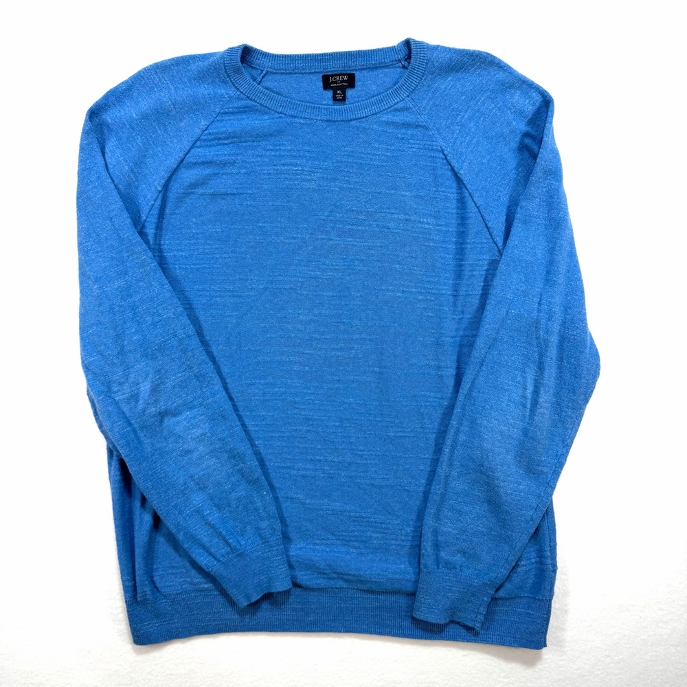 J Crew Men's Crewneck Sweater Shirt Top XL Pullover Blue Cotton Soft Comfy